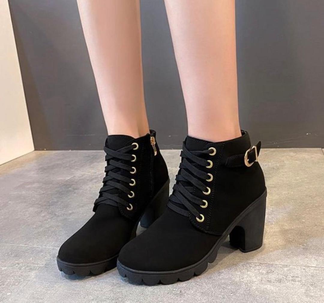 Black Lace Up Ankle Boots