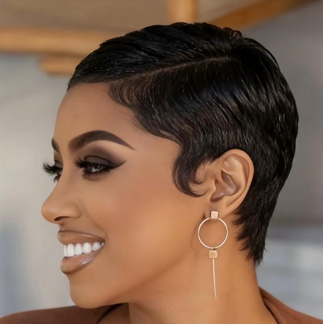Black Side Part Pixie Wig