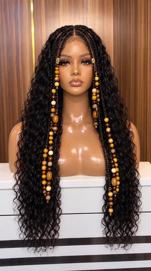 Braided Boho Curl Wig with Beads