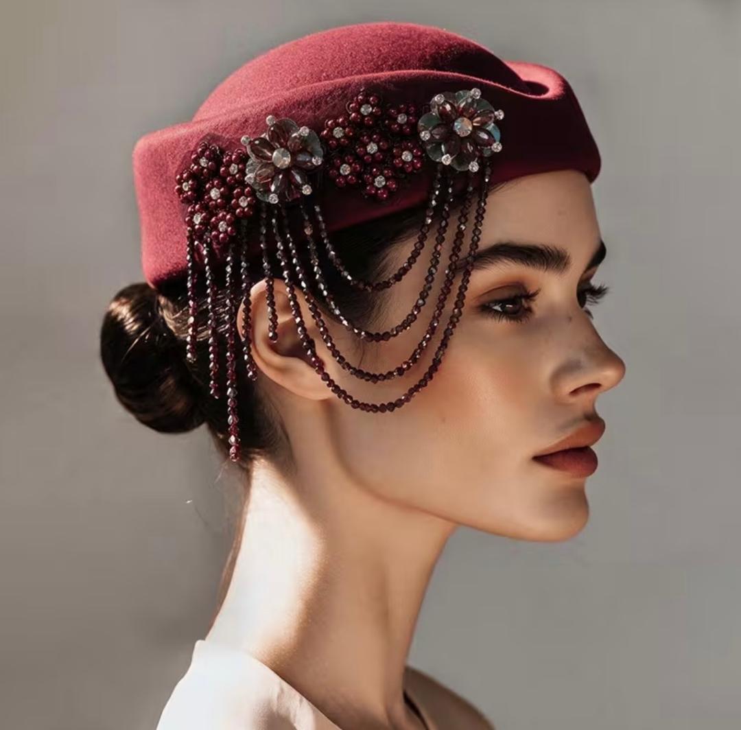 Floral Embellished Beret