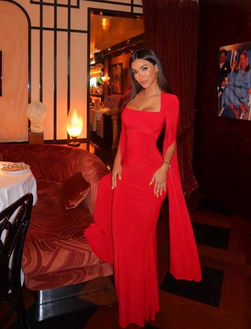 Cape Sleeve Evening Gown