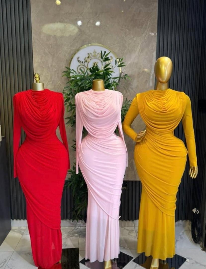 Draped Long Sleeve Maxi Dress