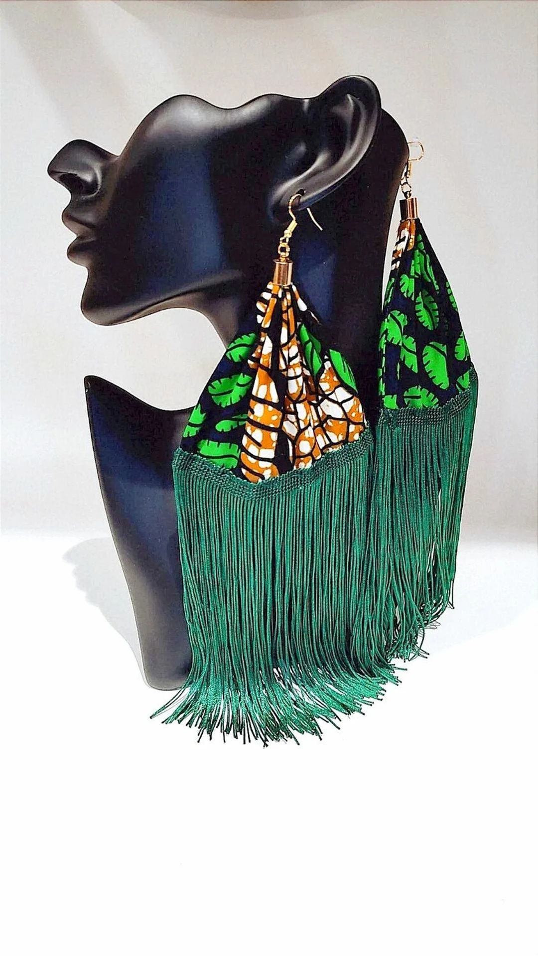 Emerald Ankara Fringe Earrings