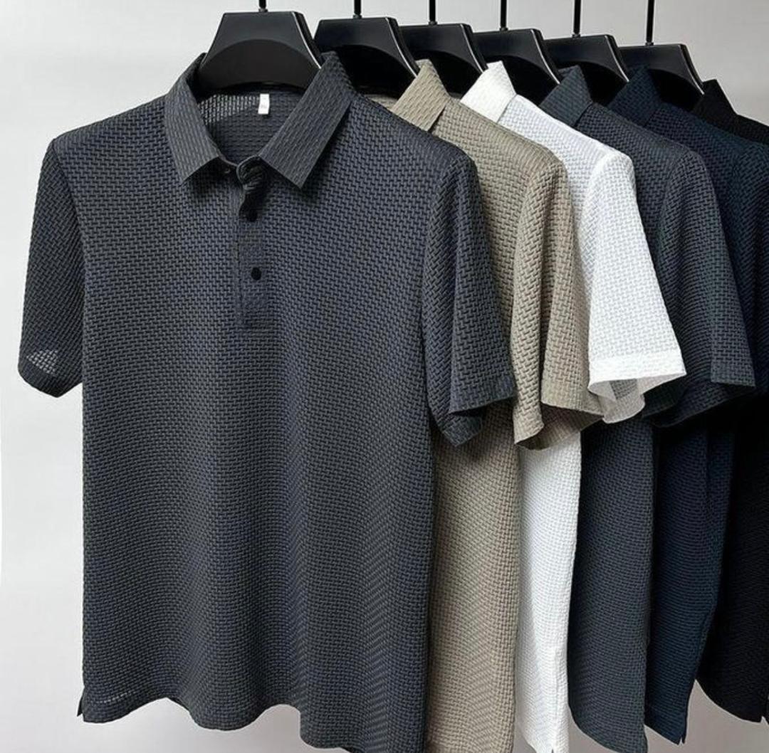 Mens Textured Knit Polo