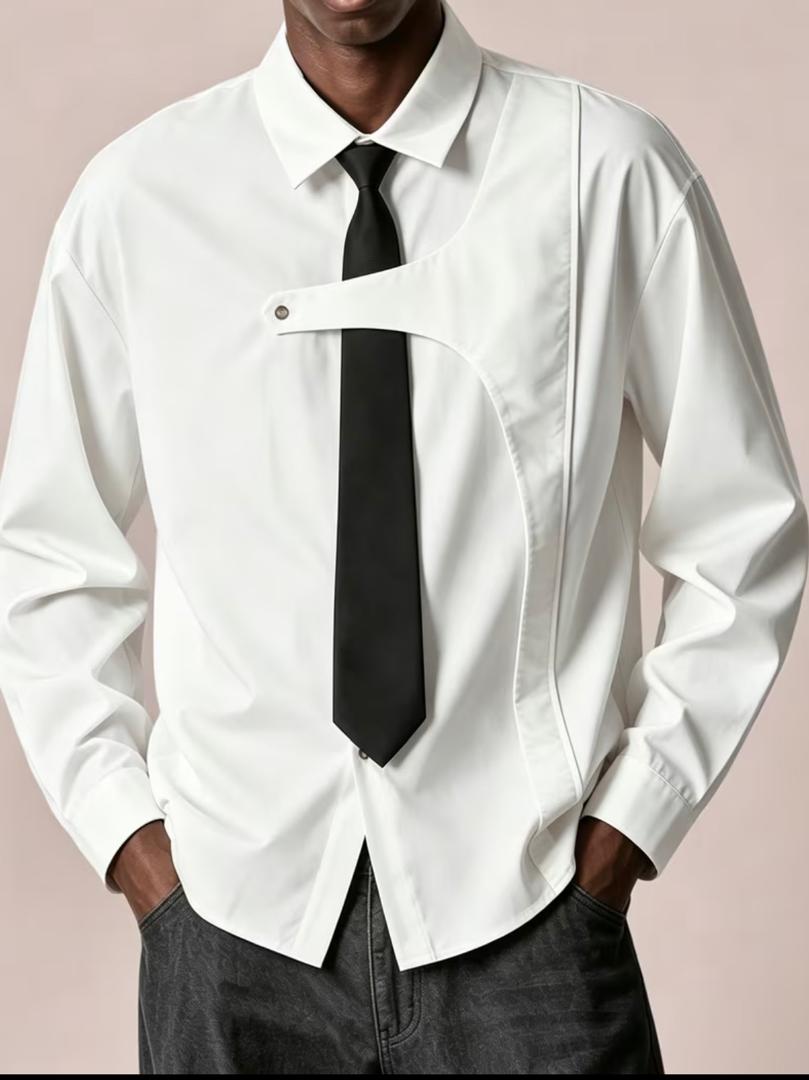 Mens White Harness Tie Shirt
