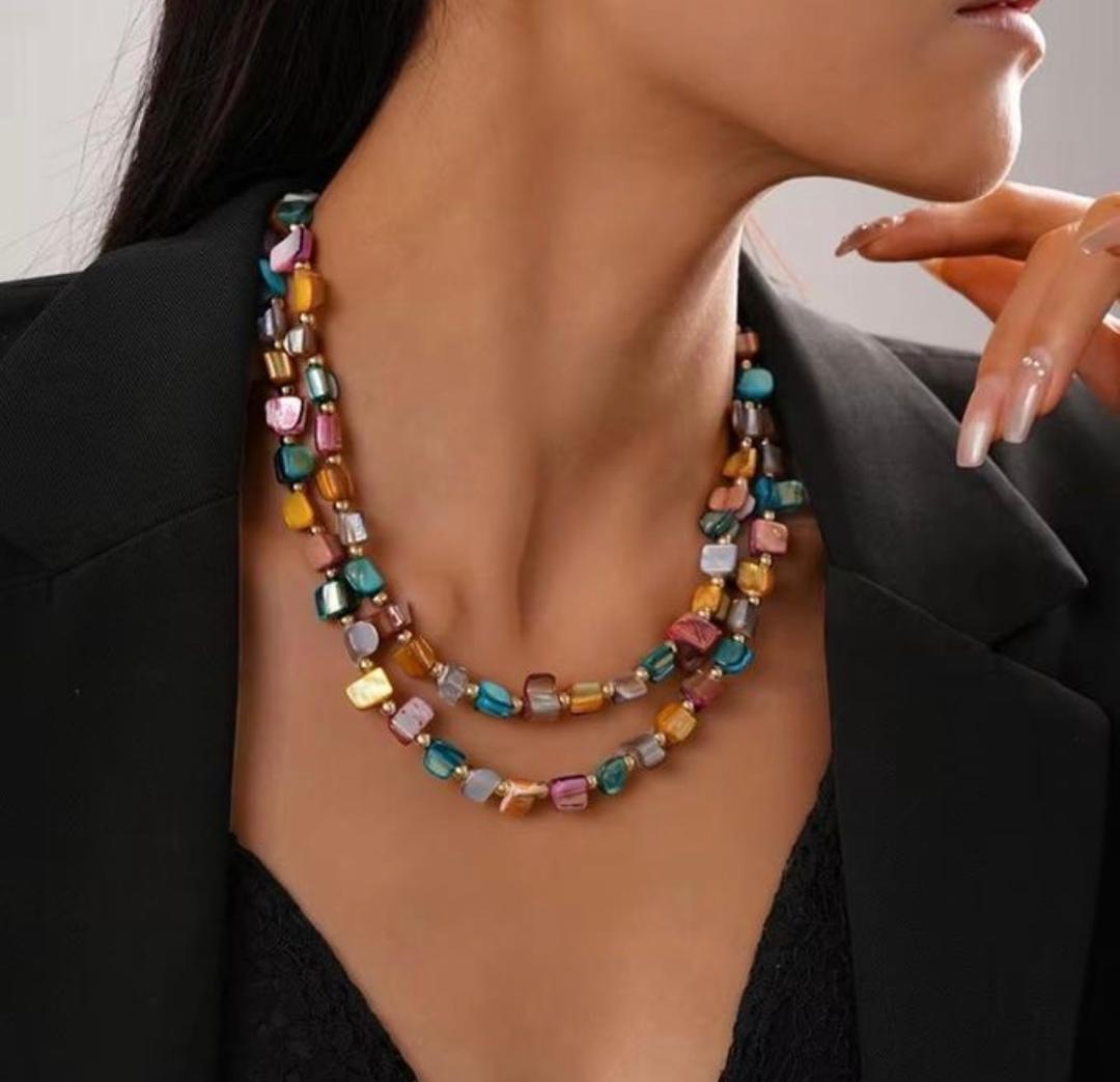 Multicolor Bead Layered Necklace