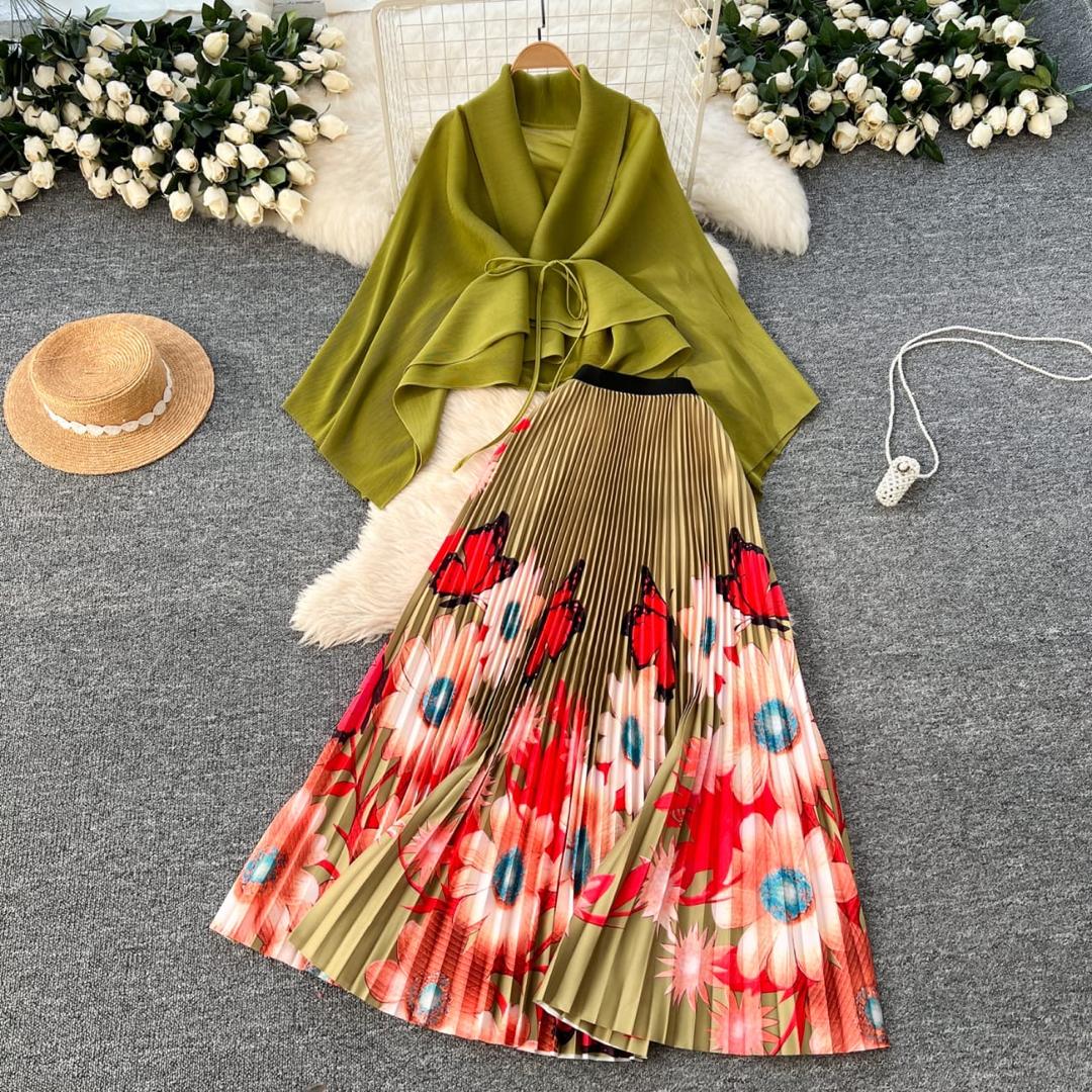 Cape Floral Miyaki Skirt Set