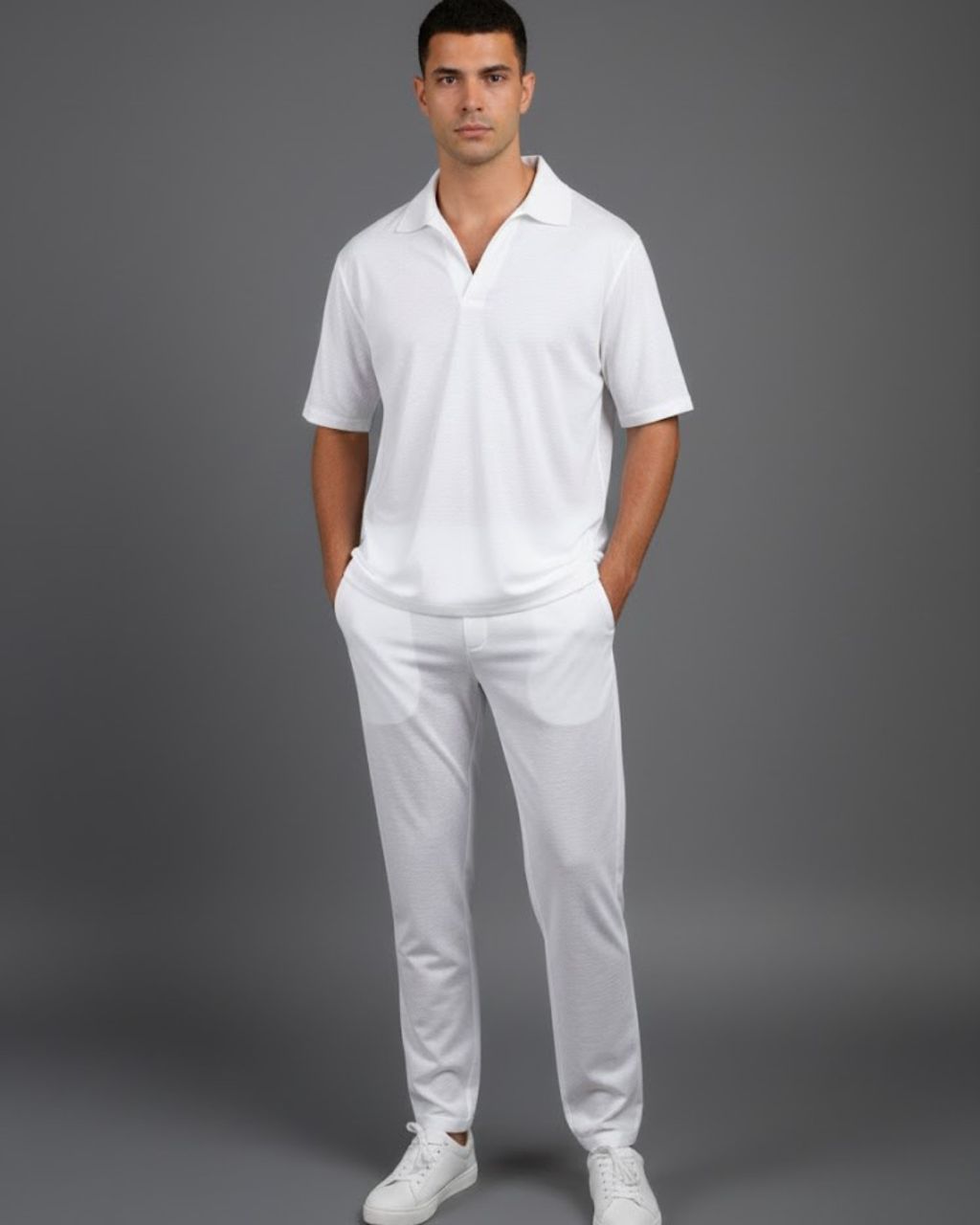 Men;s Two-Pieces Textured Shirt and Pants