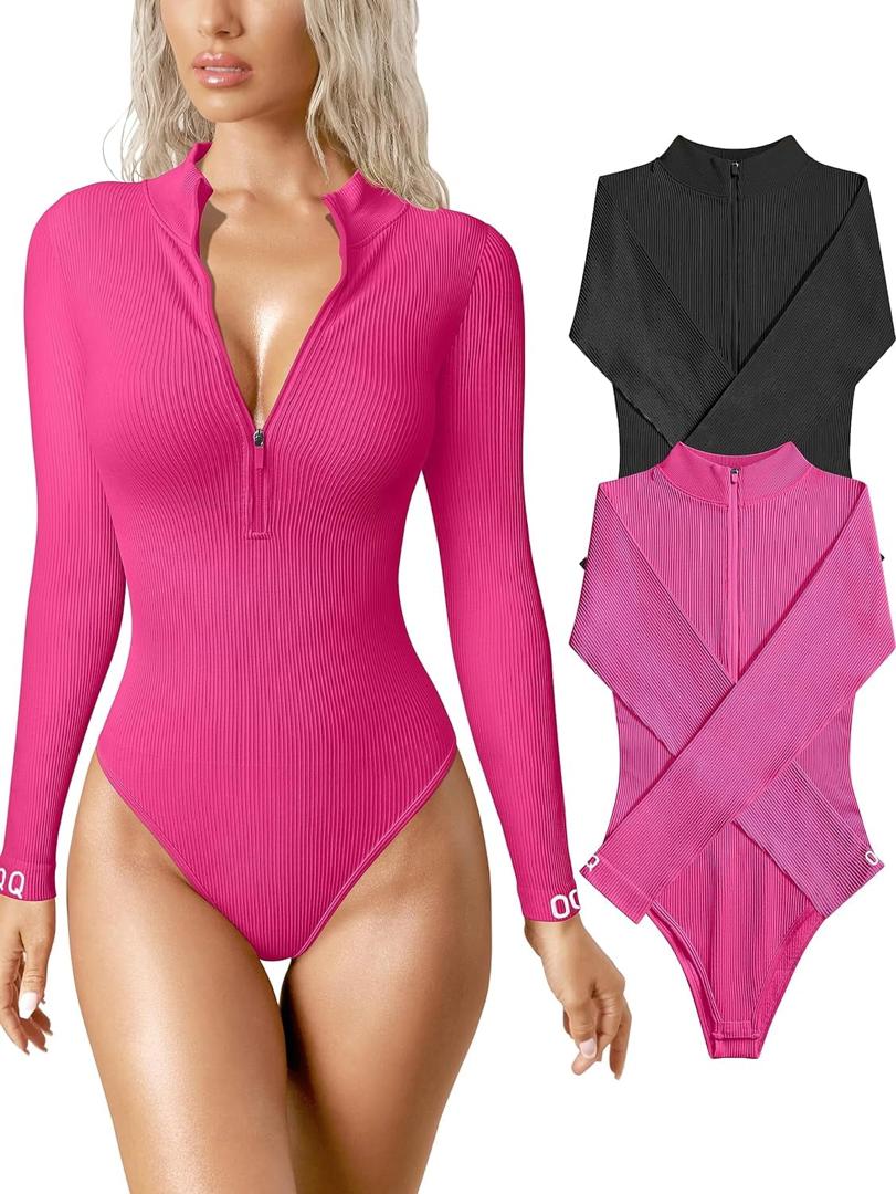 Women's Long-Sleeve Zip-Up Bodysuit
