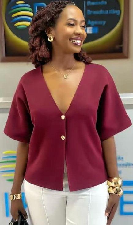 Women's Asymmetrical Two-Button Front Top