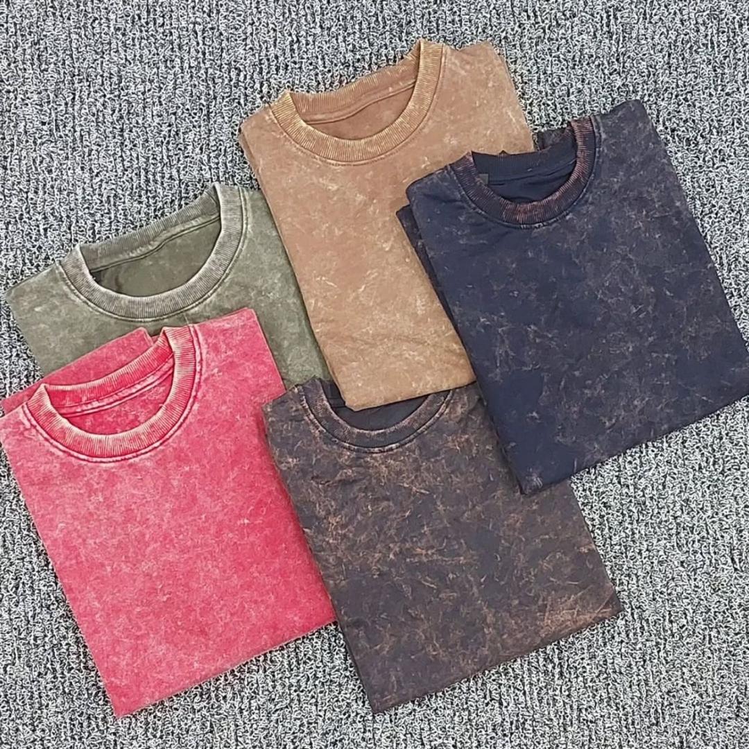 Unisex Acid-Wash Plain T-Shirt