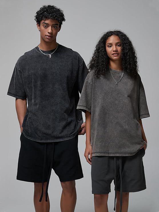 Unisex Acid-Wash Plain T-Shirt
