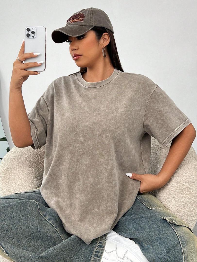 Unisex Acid-Wash Plain T-Shirt
