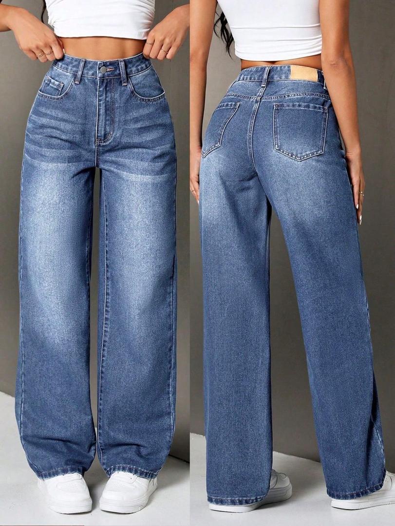Wide-Leg Denim Jeans