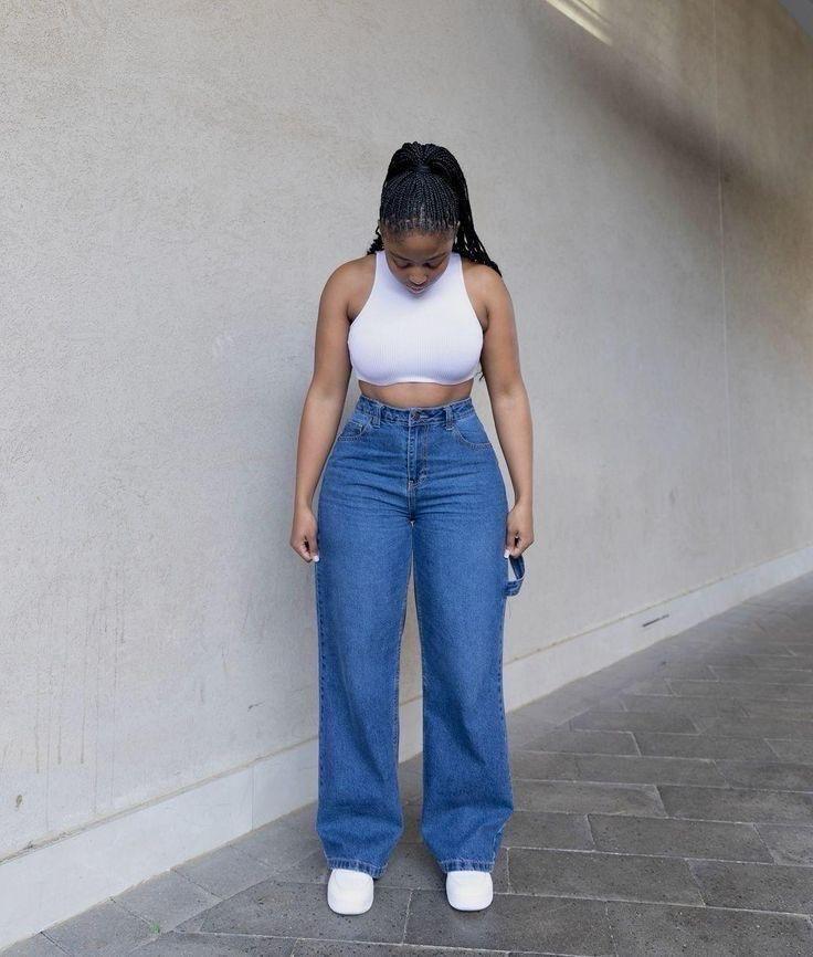 Wide-Leg Denim Jeans