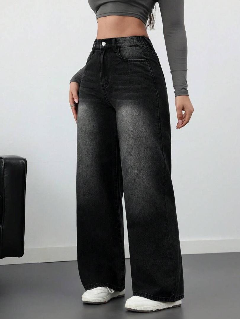 Wide-Leg Denim Jeans