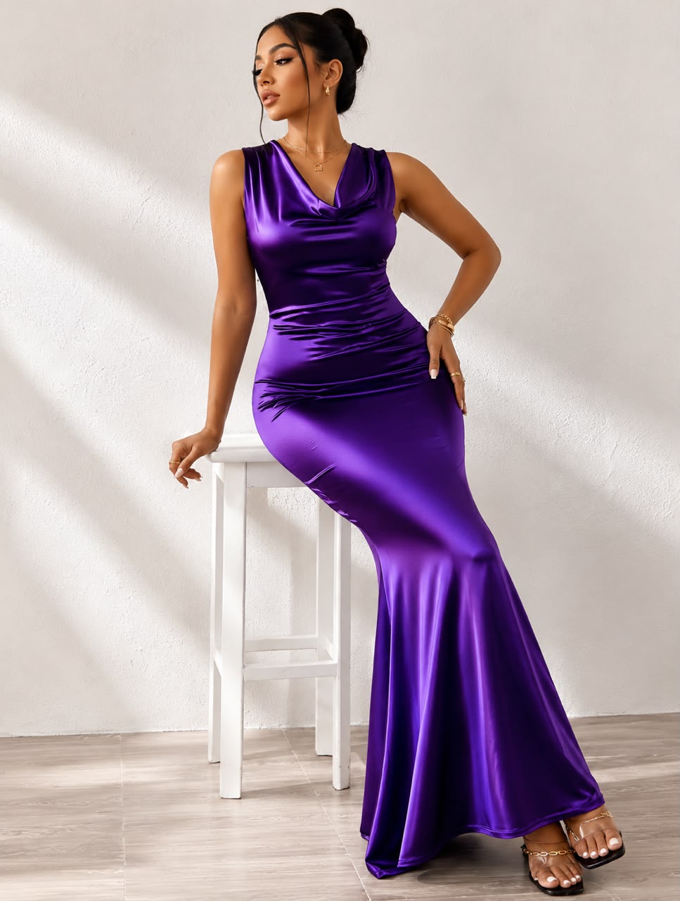 Purple Sleeveless Bodycon Dress