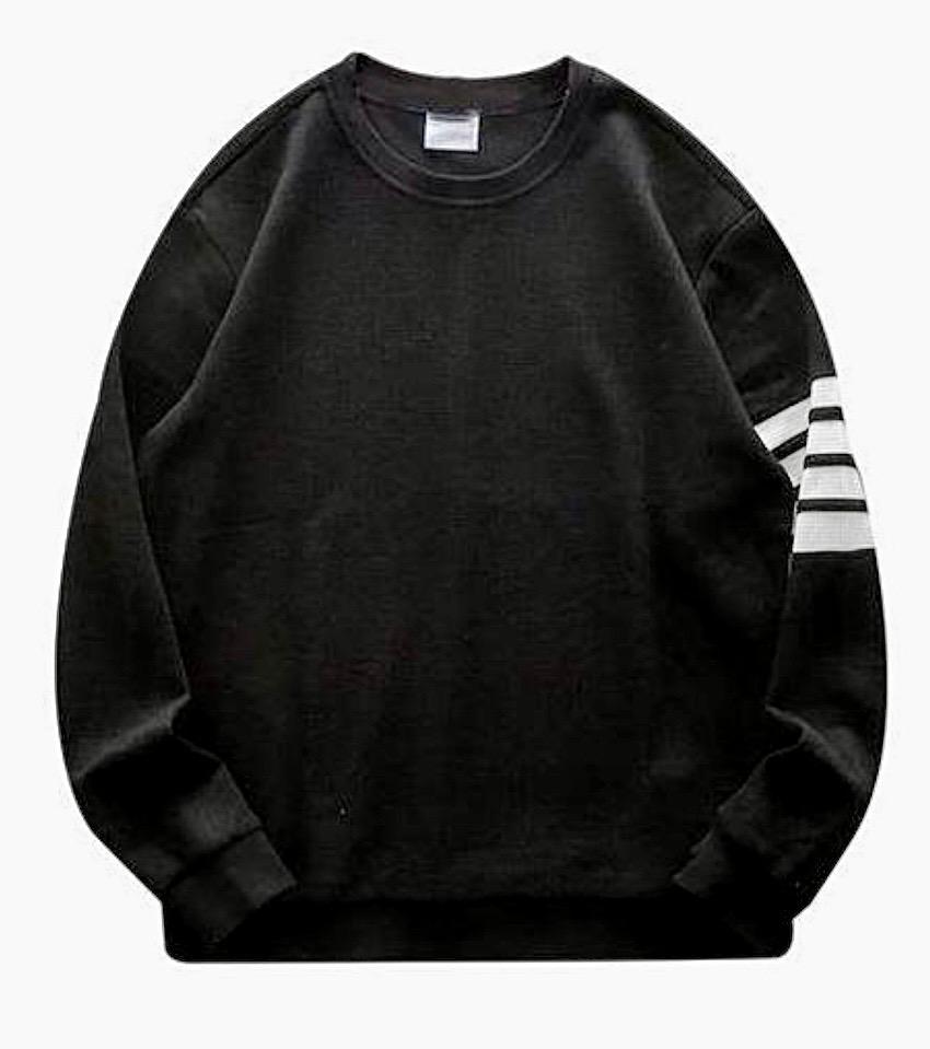 Men's Black Stripped Knit Sweatshirt