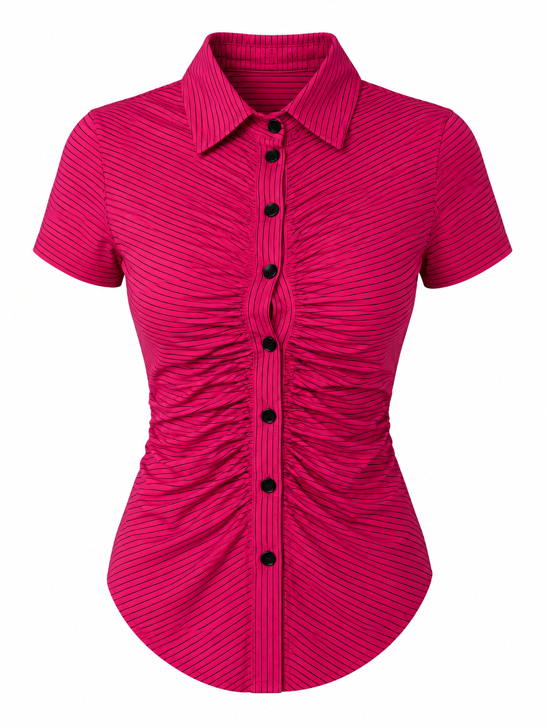 Ladies Ruched Buttons Shirt