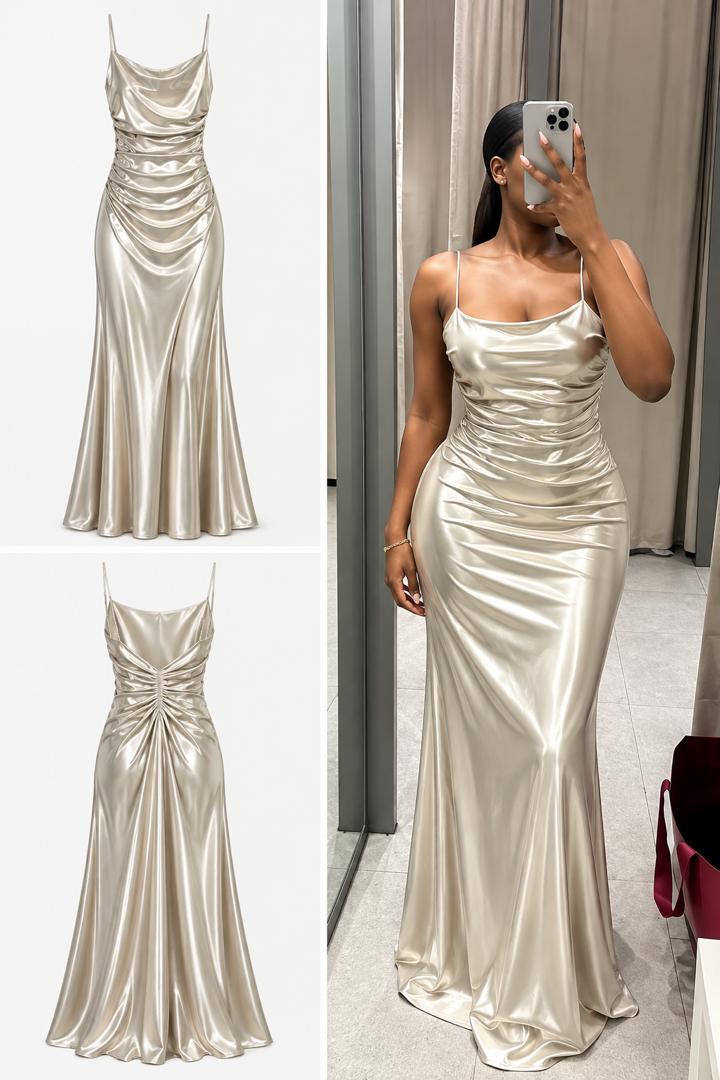 Champagne Metallic Maxi Dress