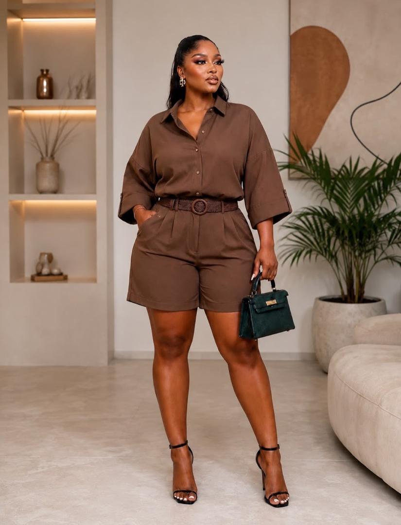 Tan Shirt and Shorts Set