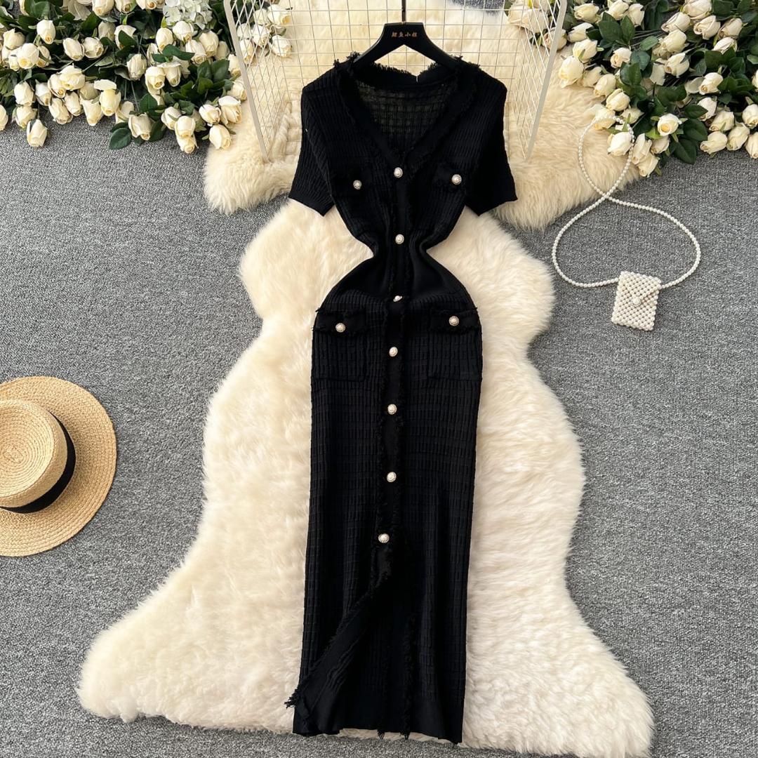 Women's Textured Button Bodycon Dress