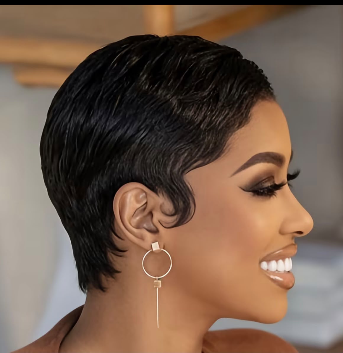 Black Side Part Pixie Wig