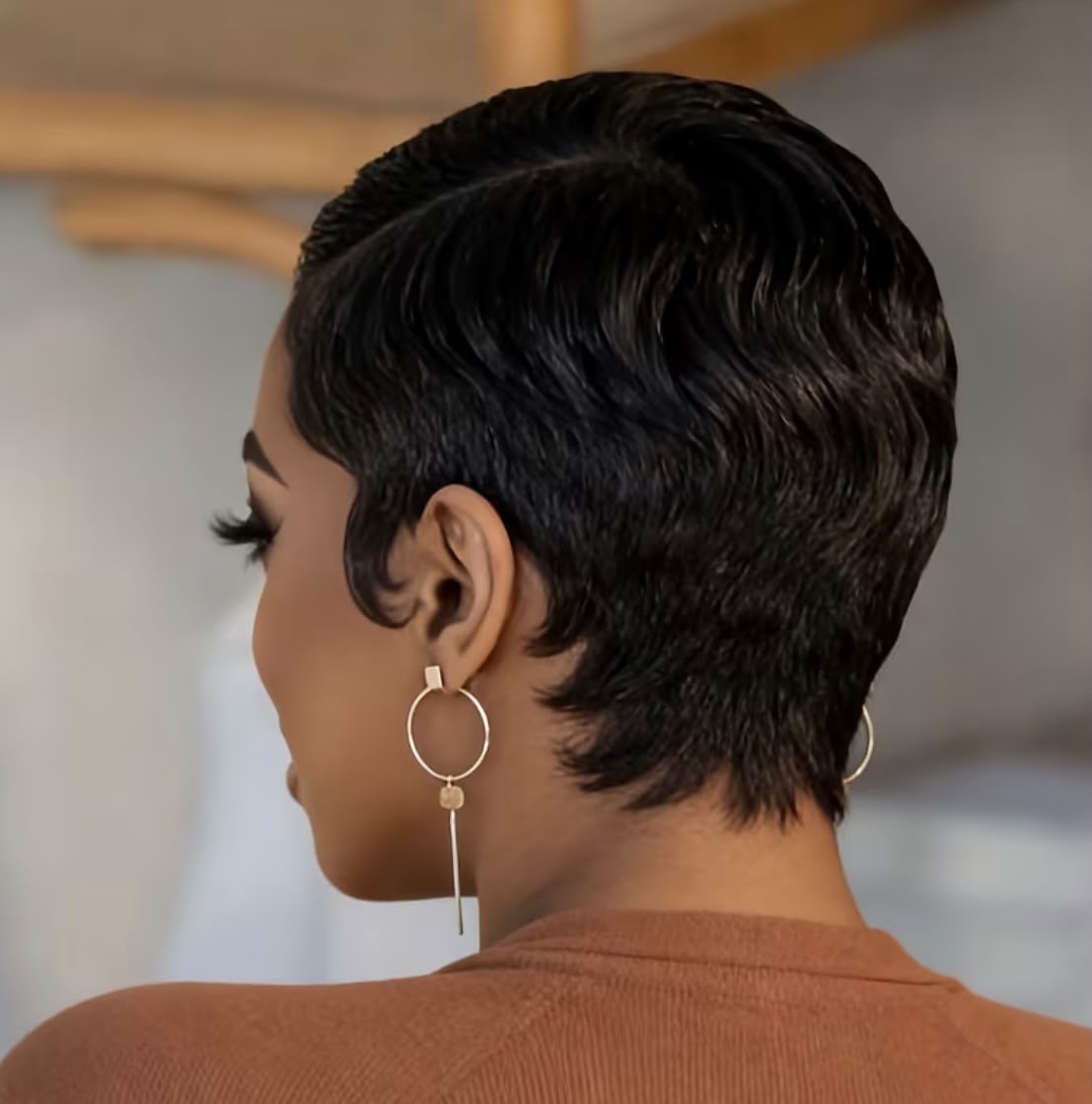 Black Side Part Pixie Wig