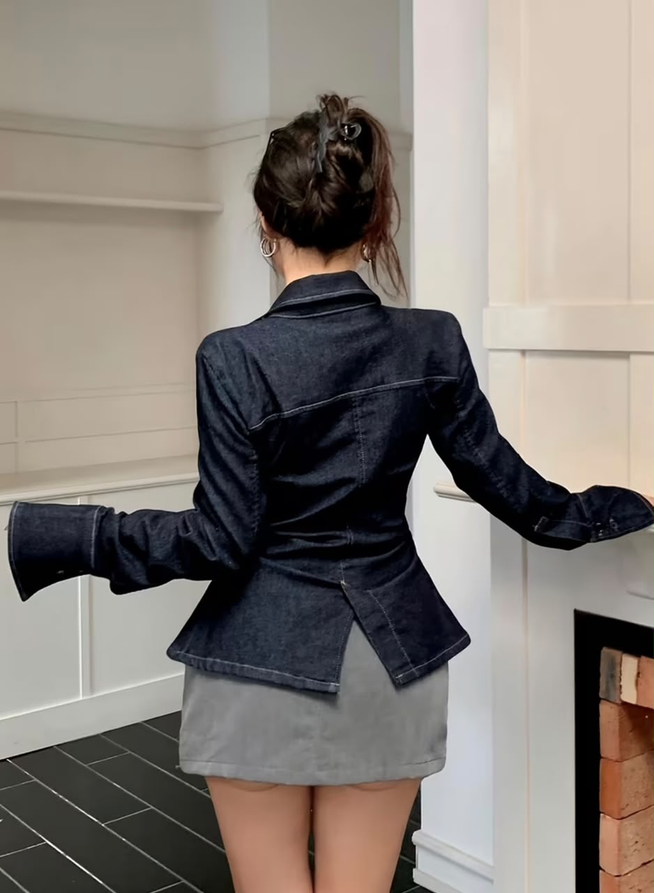Dark Denim Sculpted Blazer