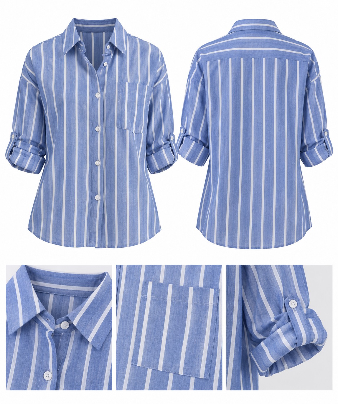 Blue Striped Oversized Shirt