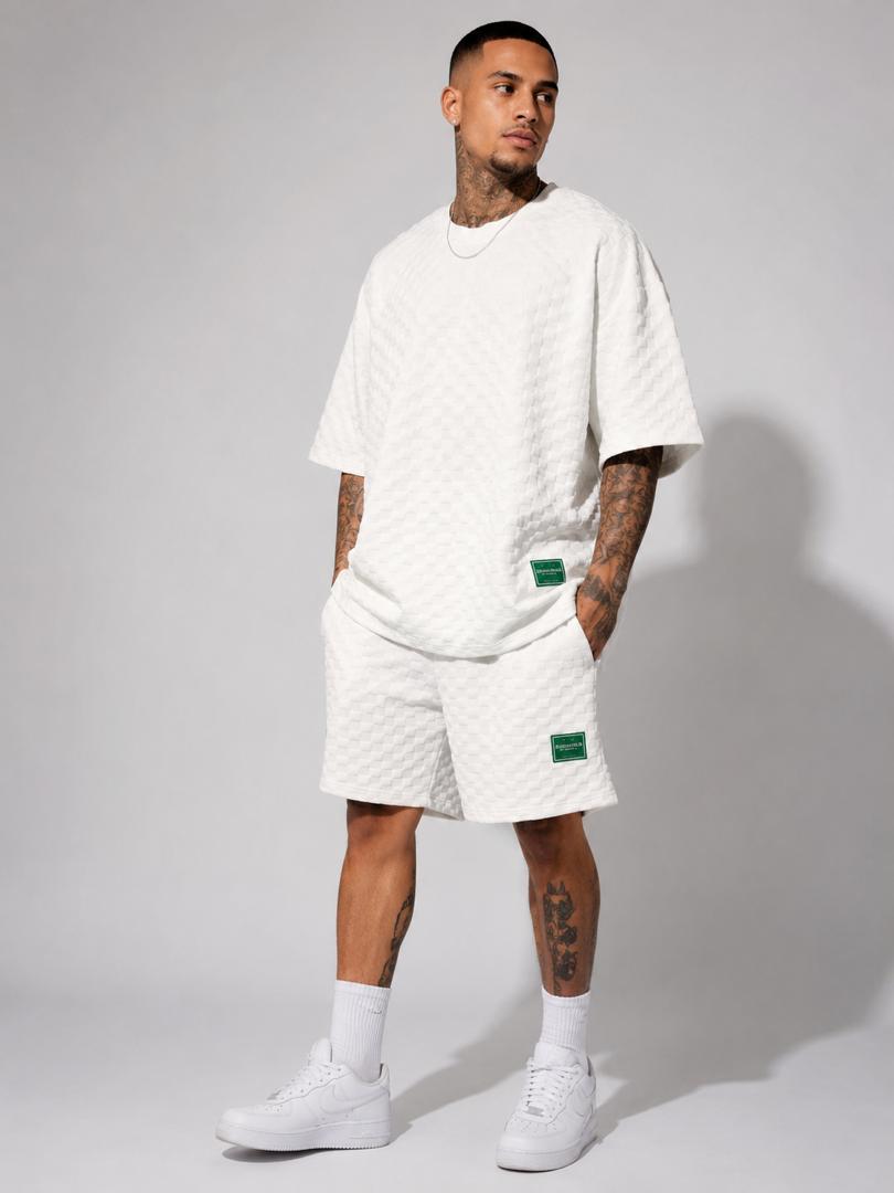 Men Textured T-Shirt and Shorts Set