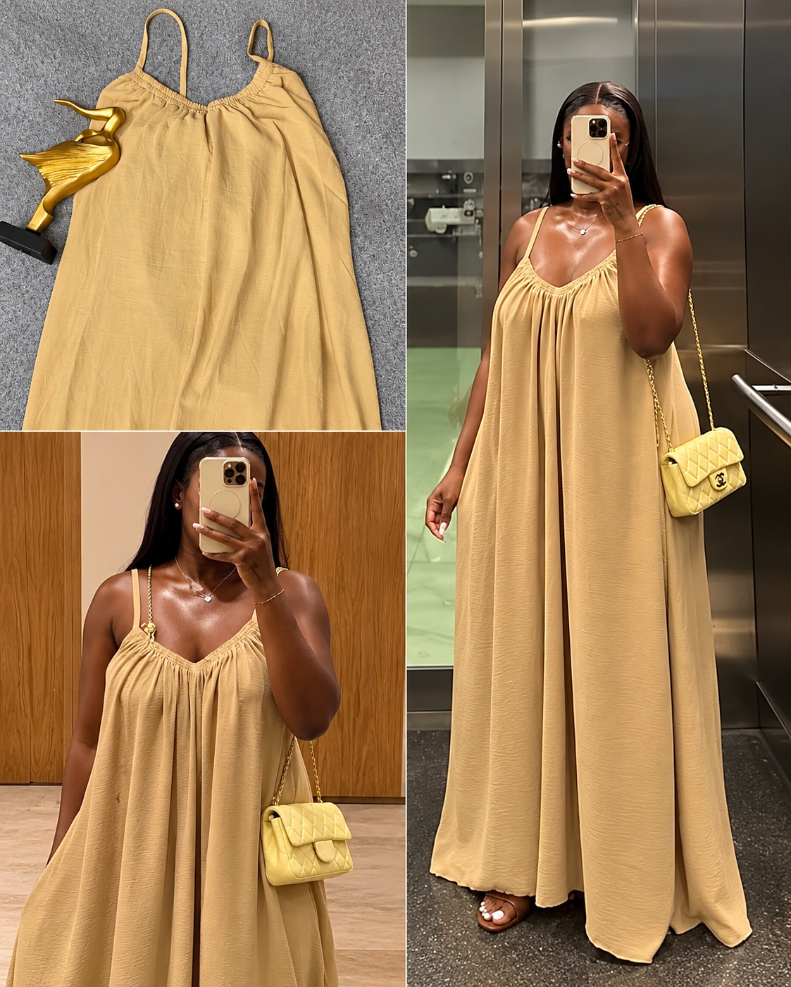 Champagne Flowy Maxi Dress
