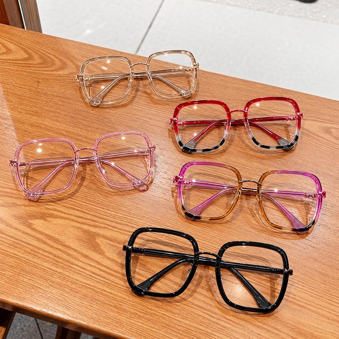 Oversized Square Clear-Lens Glasses