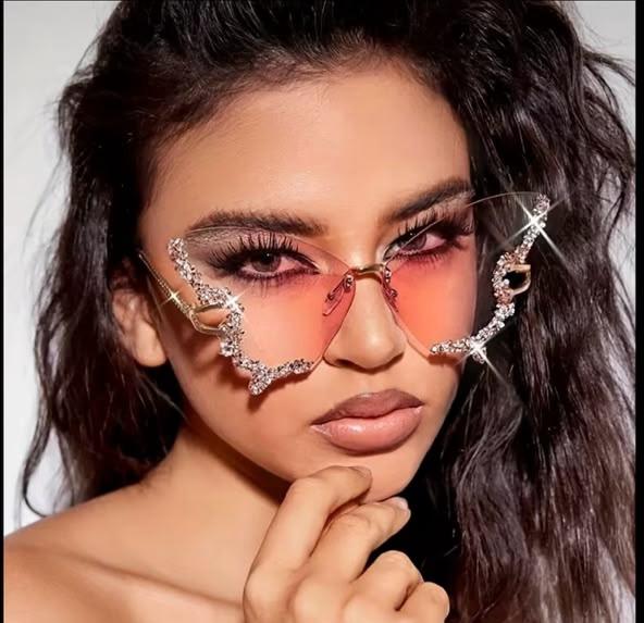 Rhinestone Butterfly Fashion Glasses