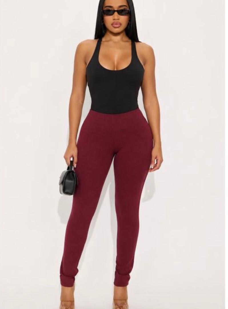 Burgundy High-Waist Trousers