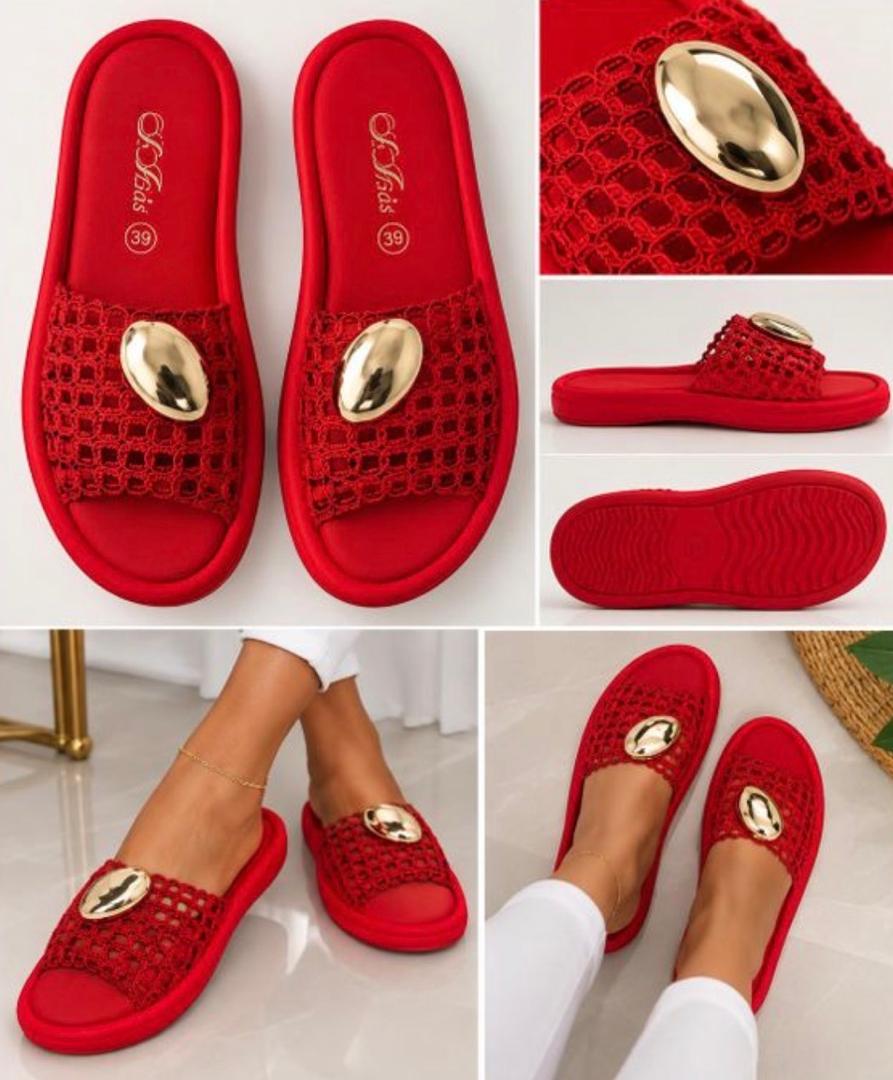 Red Mesh Oval-Detail Slides