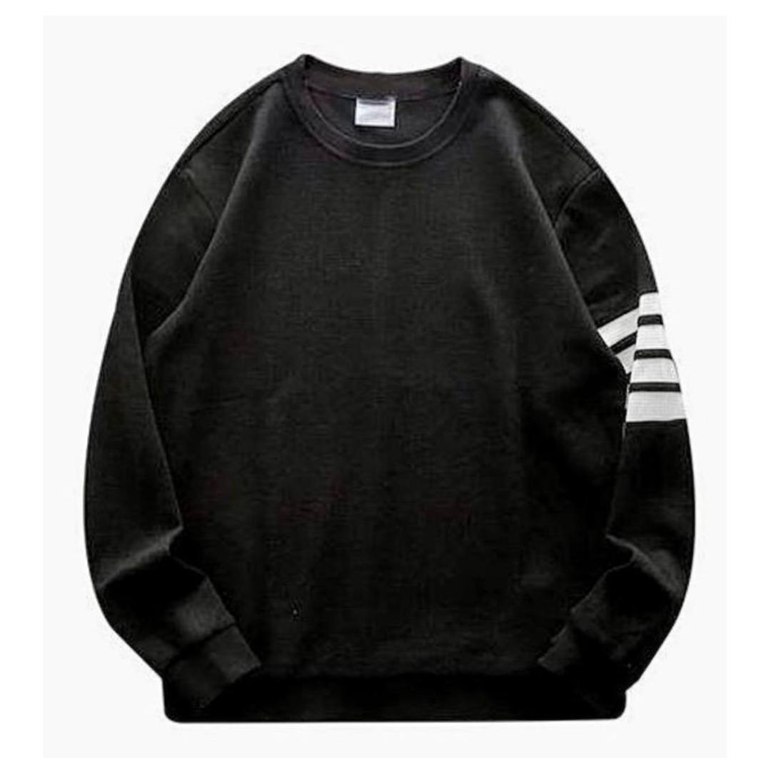 Black Stripe-Sleeve Sweatshirt