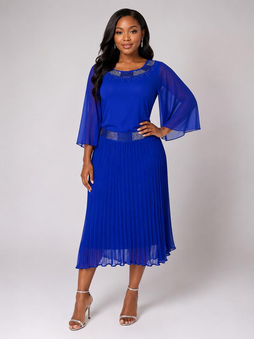 Royal Blue Lace Midi Dress