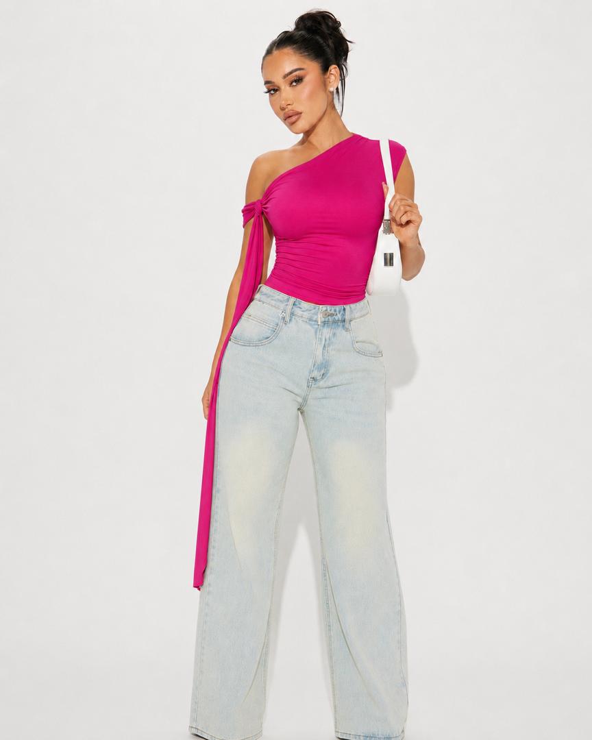 Fuchsia Asymmetric Sleeveless Top