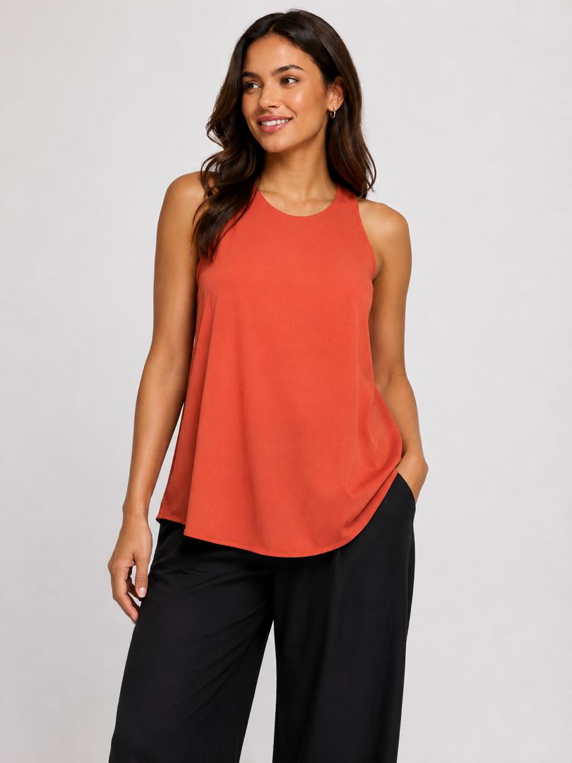 Rust Sleeveless Swing Top