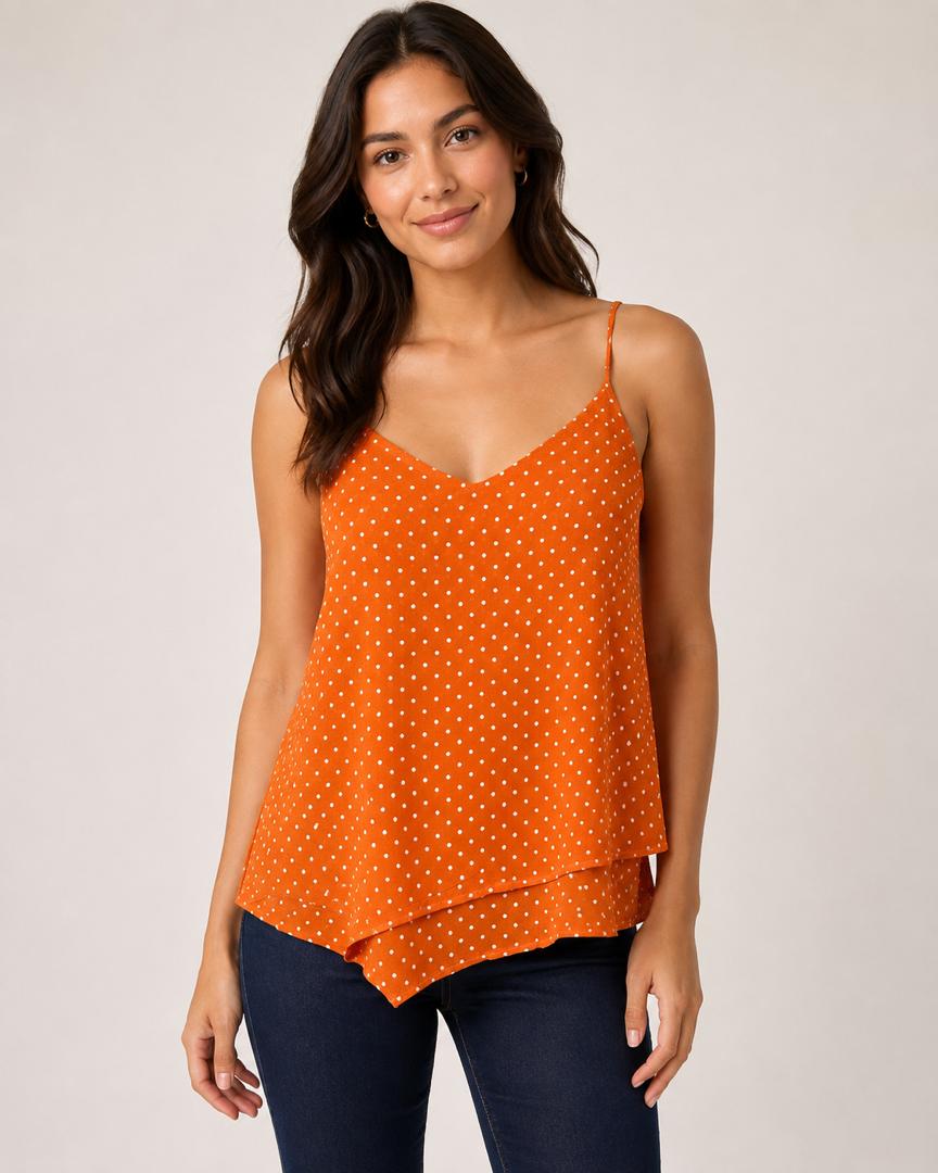 Orange Polka-Dot Handkerchief Camisole