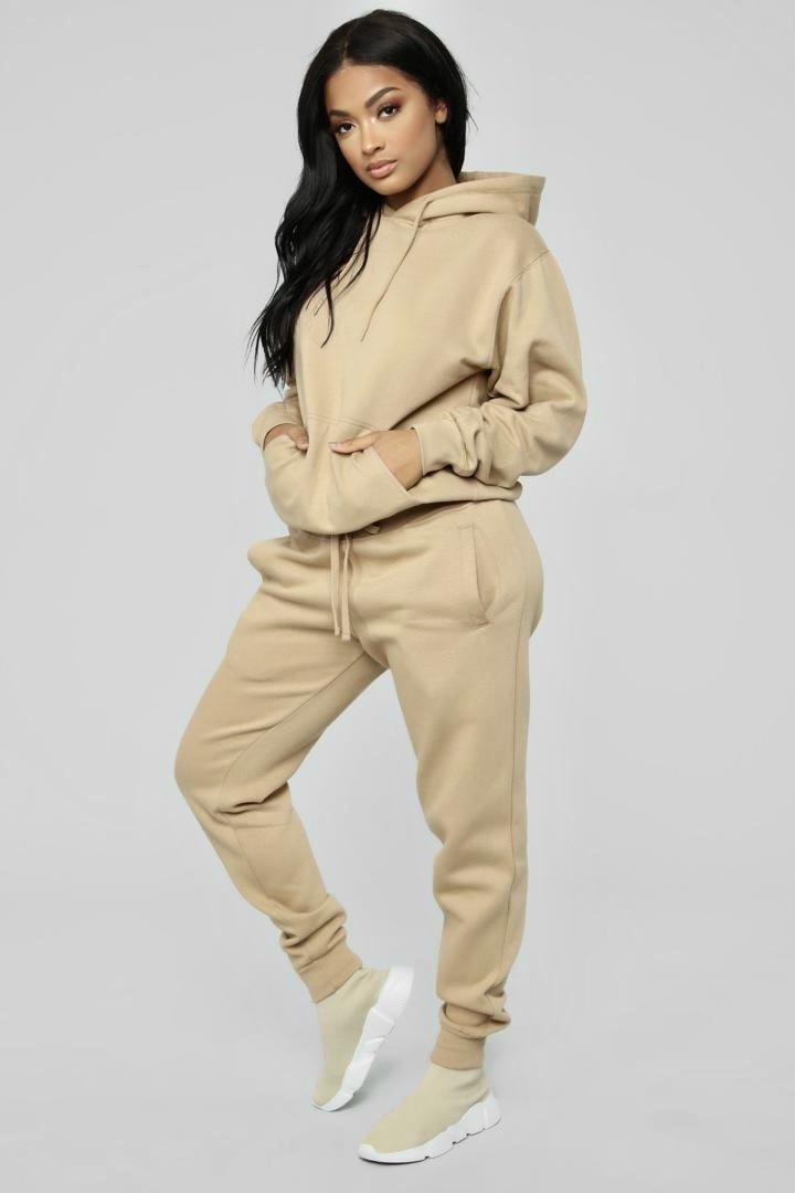 Beige Hoodie Jogger Set