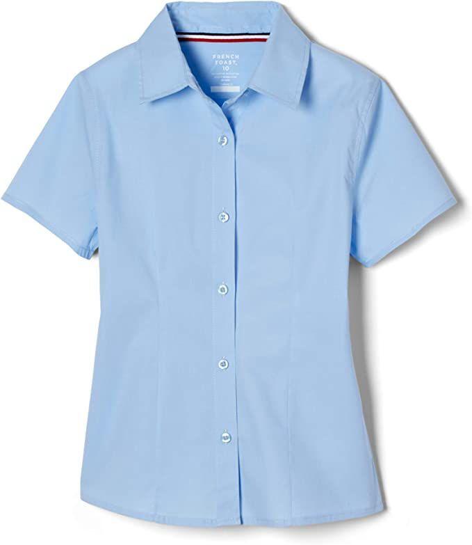 Blue Short-Sleeve Button Shirt