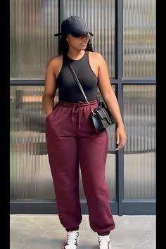 Burgundy Cuffed Joggers