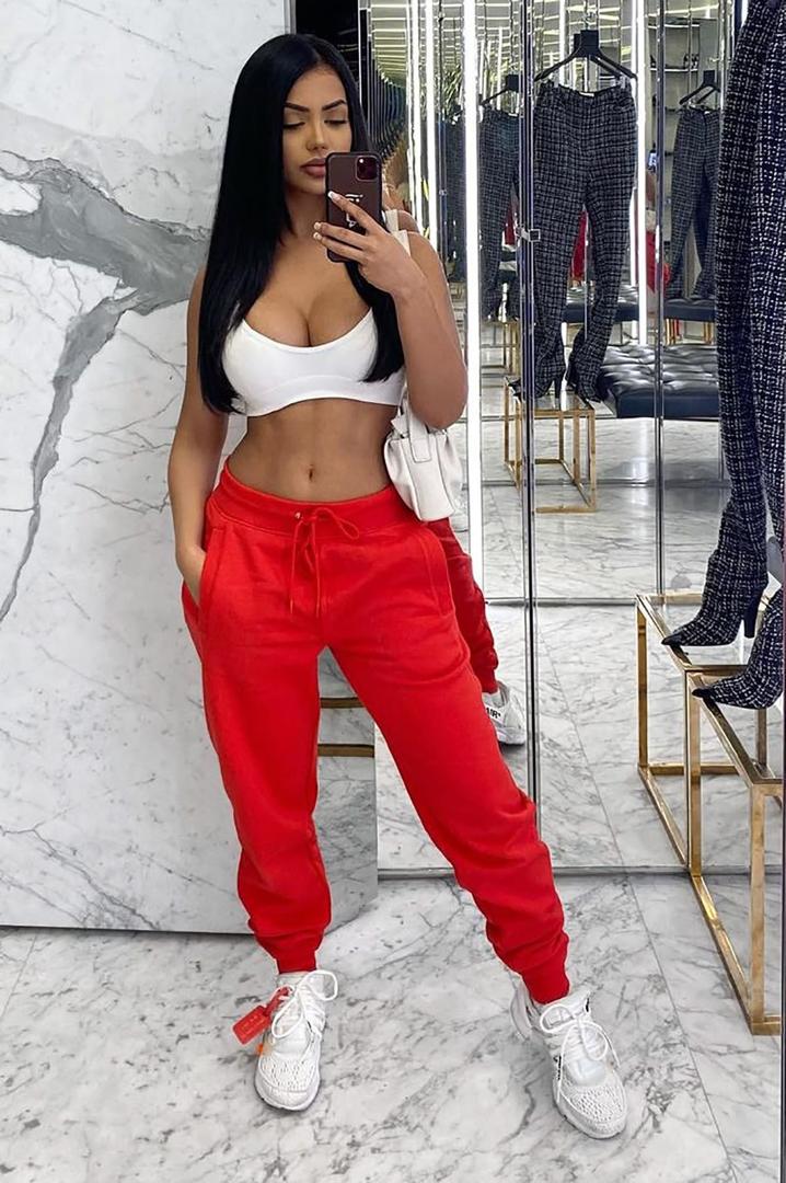 Red Cuffed Joggers