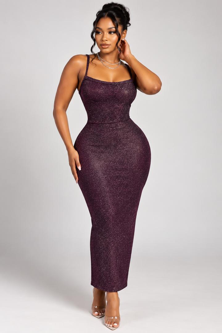 Plum Sleeveless Bodycon Midi Dress