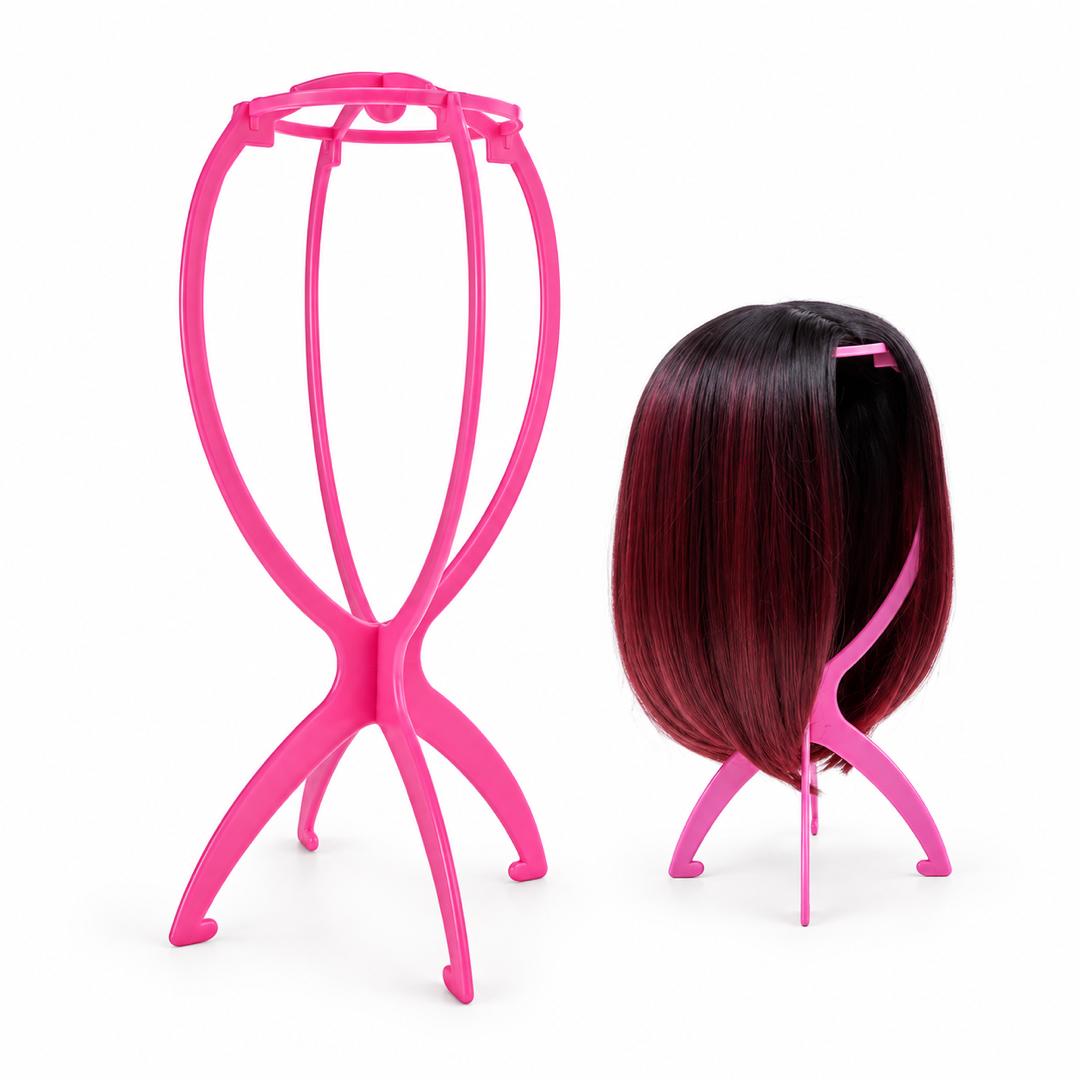 Pink Foldable Wig Stand