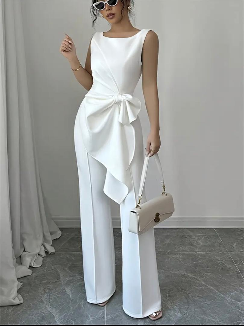 White Asymmetric Trouser Set