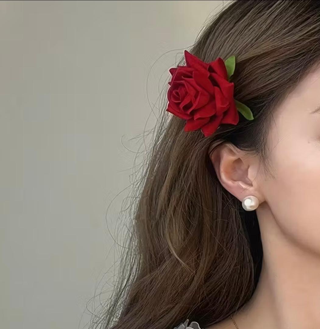 Red Floral Hair Clip