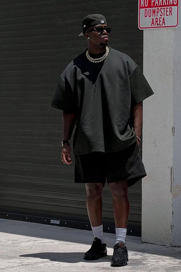 Black Oversized Tee and Shorts Set